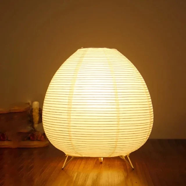 Japanische Reispapier Laterne LED Tischlampe in Weiß mit warmweißem Licht für Wohnzimmer und Schlafzimmer - Bild 1