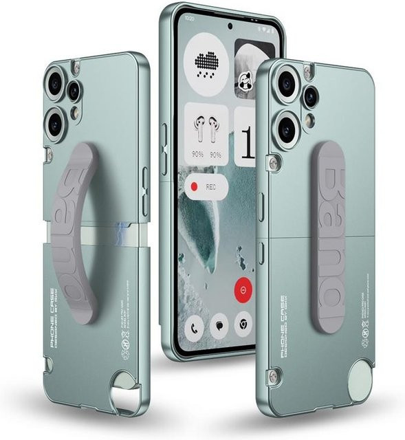Ultra-dünne magnetische Handyhülle mit Armband für Nothing CMF Phone 2 Pro in Grün mit hartem Kameraschutz - Bild 1