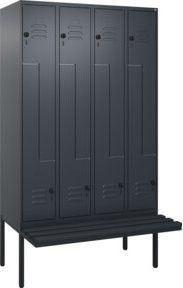 C+P Z-Spind Classic PLUS Sitzbank mit 8 Fächern, auskragender Typ, Farbe Anthrazit/Schwarz, B/T/H: 212,0 x 120,0 x 81,5 cm - Bild 1