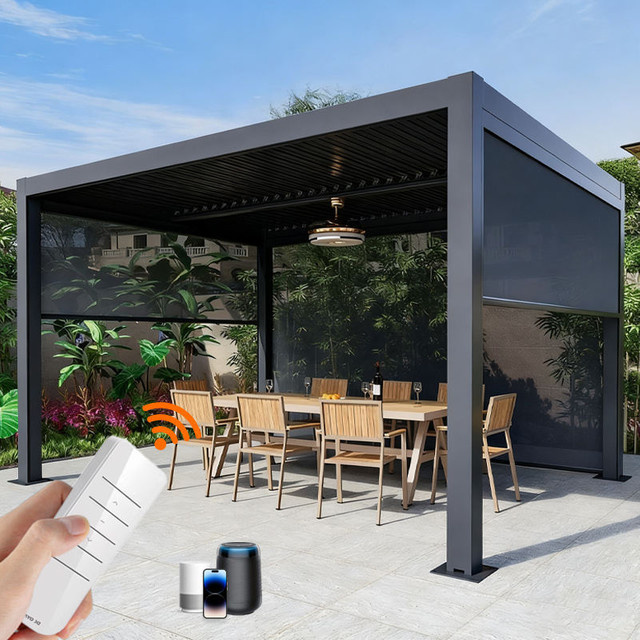 Motorisiertes Aluminium-Rollo für Terrasse und Balkon, wasserdicht und windbeständig - Bild 1