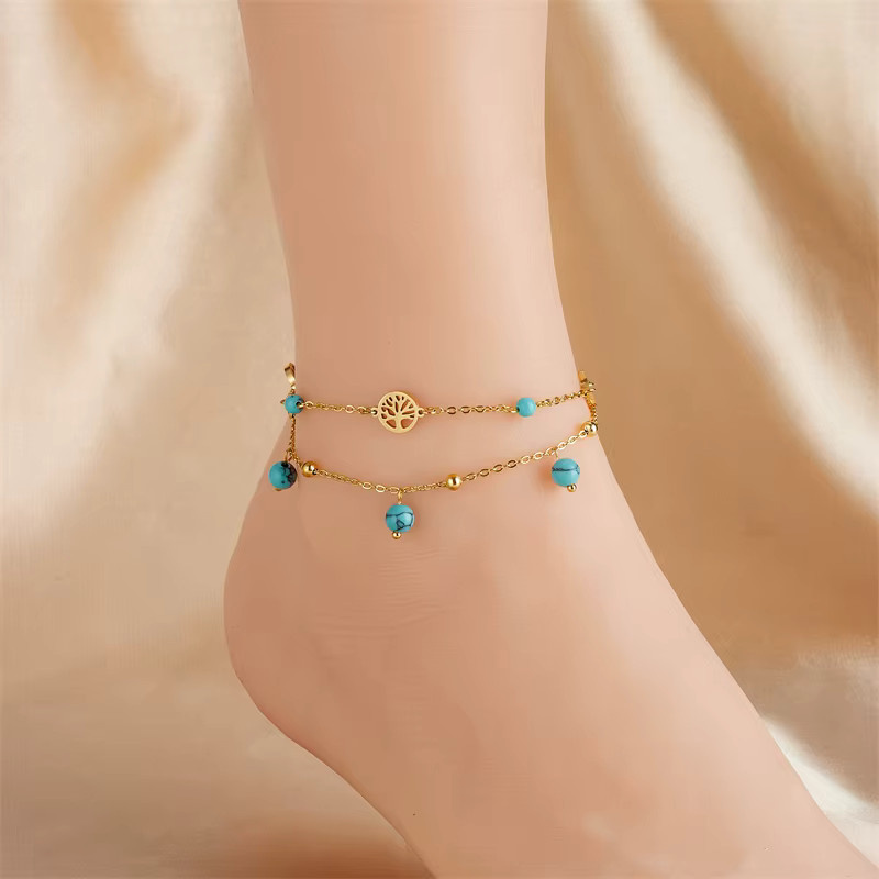 XIYANIKE Fußkettchen Edelstahl, Gold, Zirkonia, Damen - Bild 3