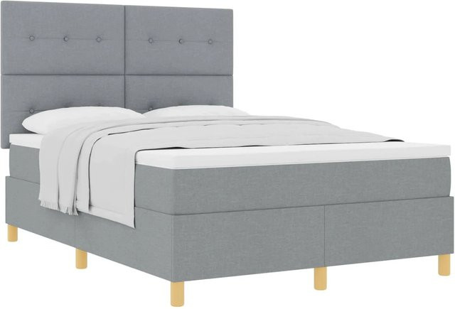 vidaXL Boxspringbett mit Matratze und Taschenfederkern in Grau, B/T/H: 160 x 200 x 28 cm - Bild 1