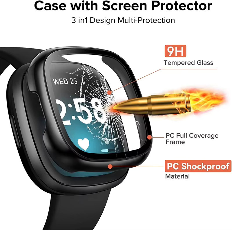 jansin Displayschutzfolie aus gehärtetem Glas, Weiß, Fitbit Versa 3/Sense - Bild 5