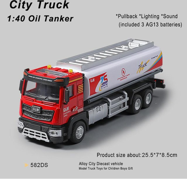 Linyi toy car Stadttransport LKW Modell, Öltanker, 1:40, mit Licht und Sound, 2-teiliges Set, ab 3 Jahren - Bild 1