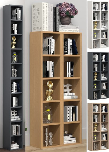 VCM Megosa S CD DVD und Bücherregal aus Holz in Braun mit variablen Einlegeböden - Bild 1