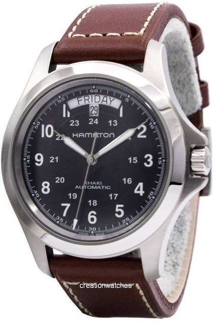 Hamilton Khaki King Automatik, Edelstahl, Leder, Schwarz, Herren - Bild 1