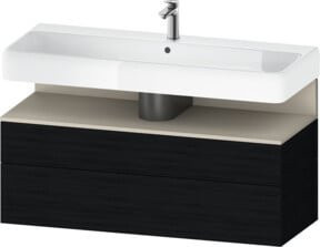 Duravit Waschtischunterschrank Qatego in Schwarz Matt, Wandhängend, mit integrierter Beleuchtung und Innenschubladen, B/T/H: 119 x 47 x 59 cm - Bild 1