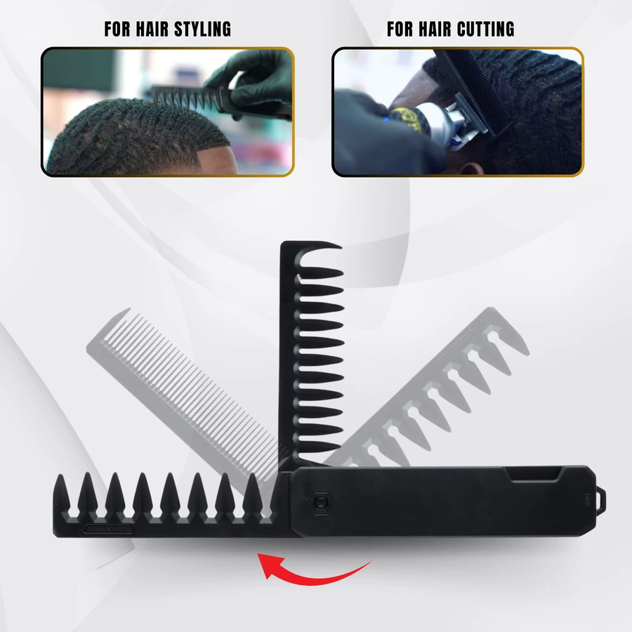 Happy Barber Multifunktionaler faltbarer Haarkamm, Unisex - Bild 4