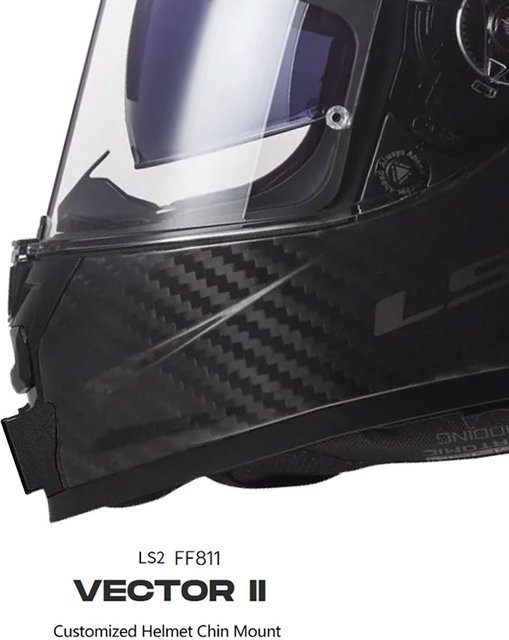 LS2 FF811 VECTOR II Kinnhalterung für Helme in Schwarz zur Befestigung von GoPro Hero 12 11 10, Insta360 Ace Pro2 und DJI 6 Action-Kameras - Bild 1