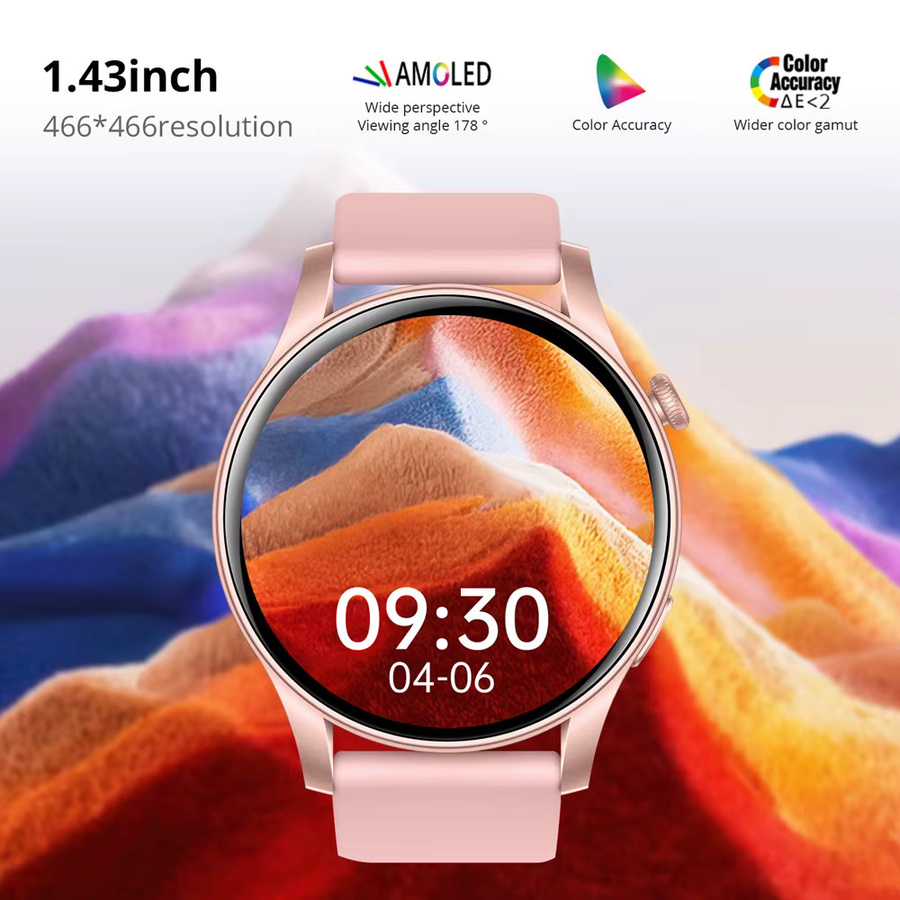 COLMI V73 Smartwatch mit AMOLED Display, Bluetooth Anrufe und Fitness Tracking für Männer und Frauen in Schwarz oder Pink - Bild 2