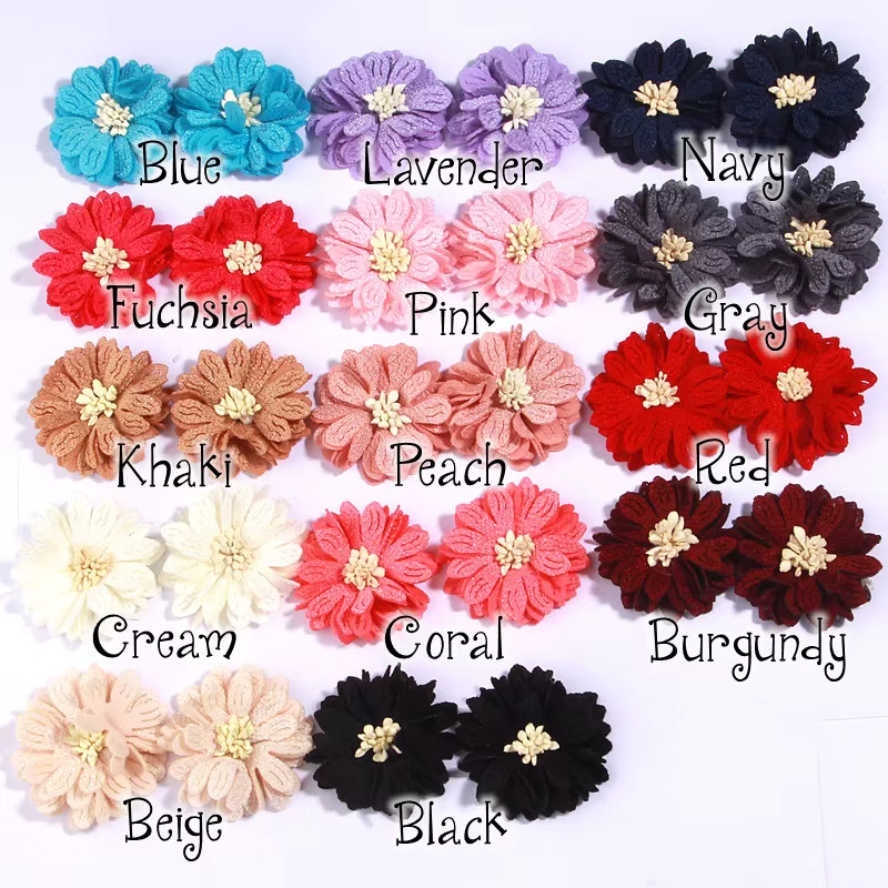 10er Set beige Kunststoff Blumen zur Dekoration von Hochzeitskarten, Kleidung und Hüten, Durchmesser: 4,5 cm - Bild 2