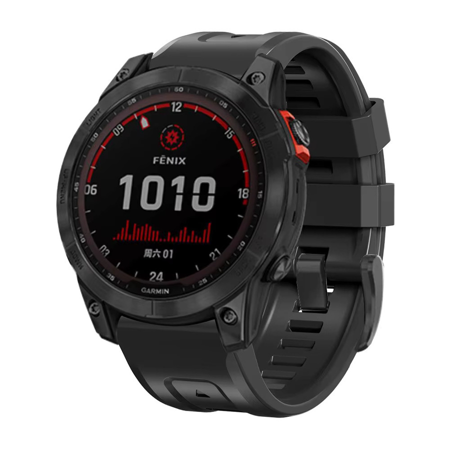 JBAILI Uhrenarmband Silikon, Schwarz, Unisex, 22 mm, 26 mm - Bild 3