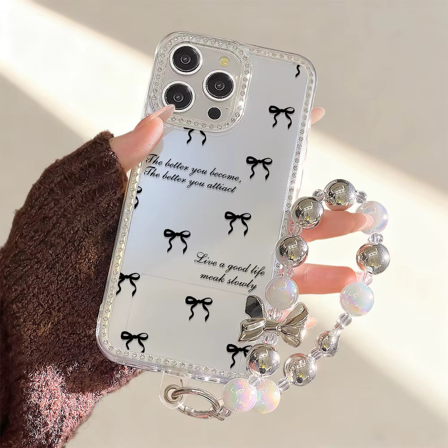 Caynes Stoßfeste Handyhülle für iPhone 17 in Schwarz und Transparent mit Glitter Diamond Design - Bild 1