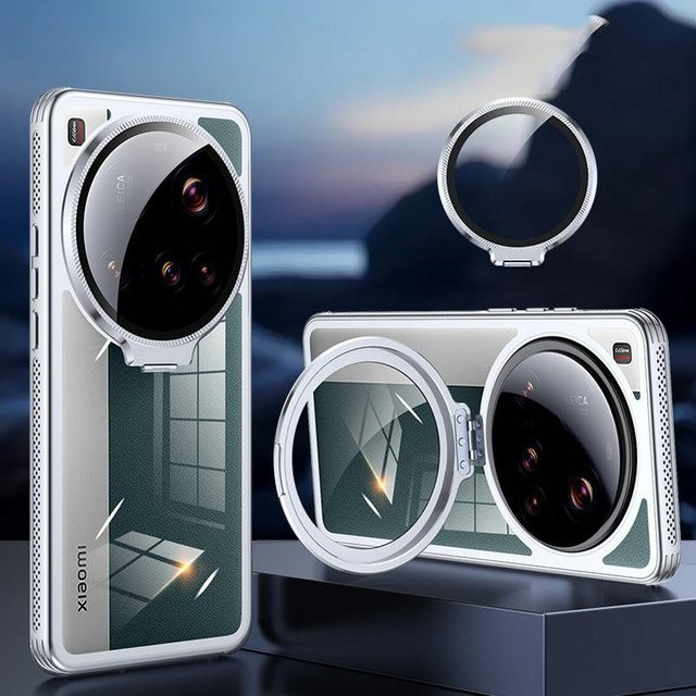 Transparente Xiaomi 15 Ultra Handyhülle mit unsichtbarem Metall-Linsenring und Glas-Schutzhalterung - Bild 1