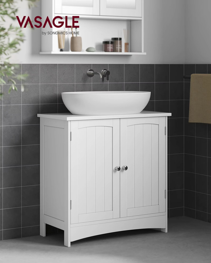 VASAGLE Waschbeckenunterschrank Badezimmerschrank mit 2 Türen und höhenverstellbarer Ablage, B/T/H: 60 x 30 x 60 cm - Bild 3