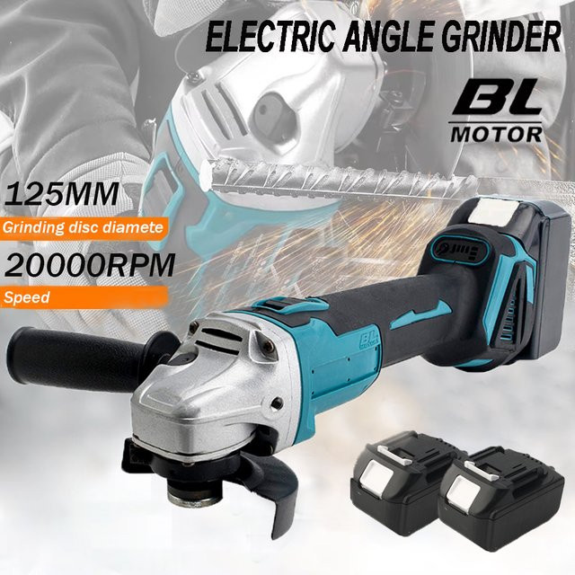 Makita bürstenloser elektrischer Winkelschleifer mit variabler Geschwindigkeit, 125 mm, Blau, für Makita LXT 18 V Akku - Bild 1