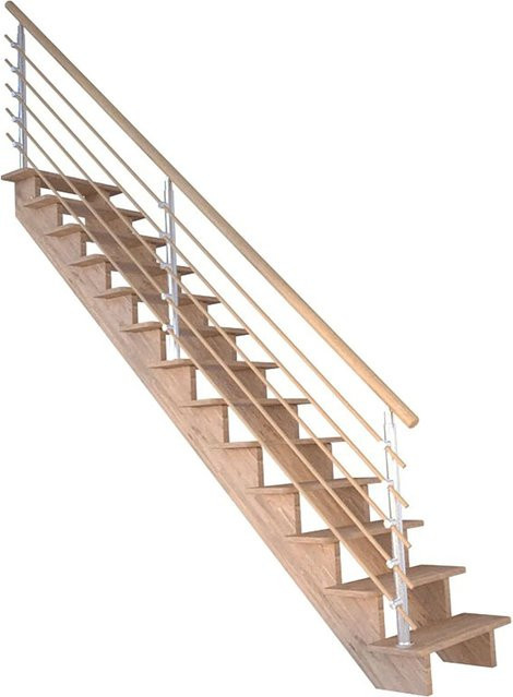StarWood Treppe Lindos Pro Eiche Gerade 80 cm mit Design-Geländer und Holzstäben in Braun - Bild 1