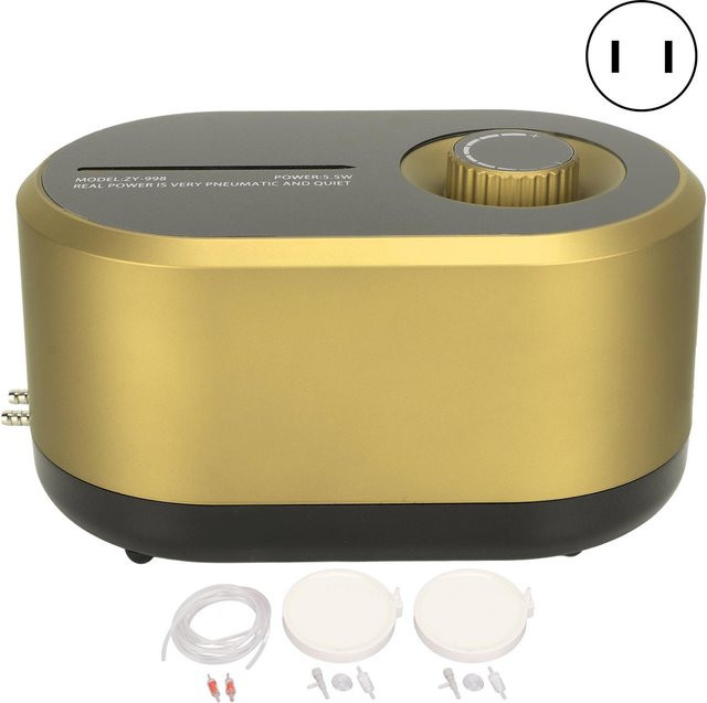 KONNWEI Aquarium Luftpumpe mit großem Volumen, einstellbarer Belüfter für Fischbecken und Fischteiche, beige/gold - Bild 1