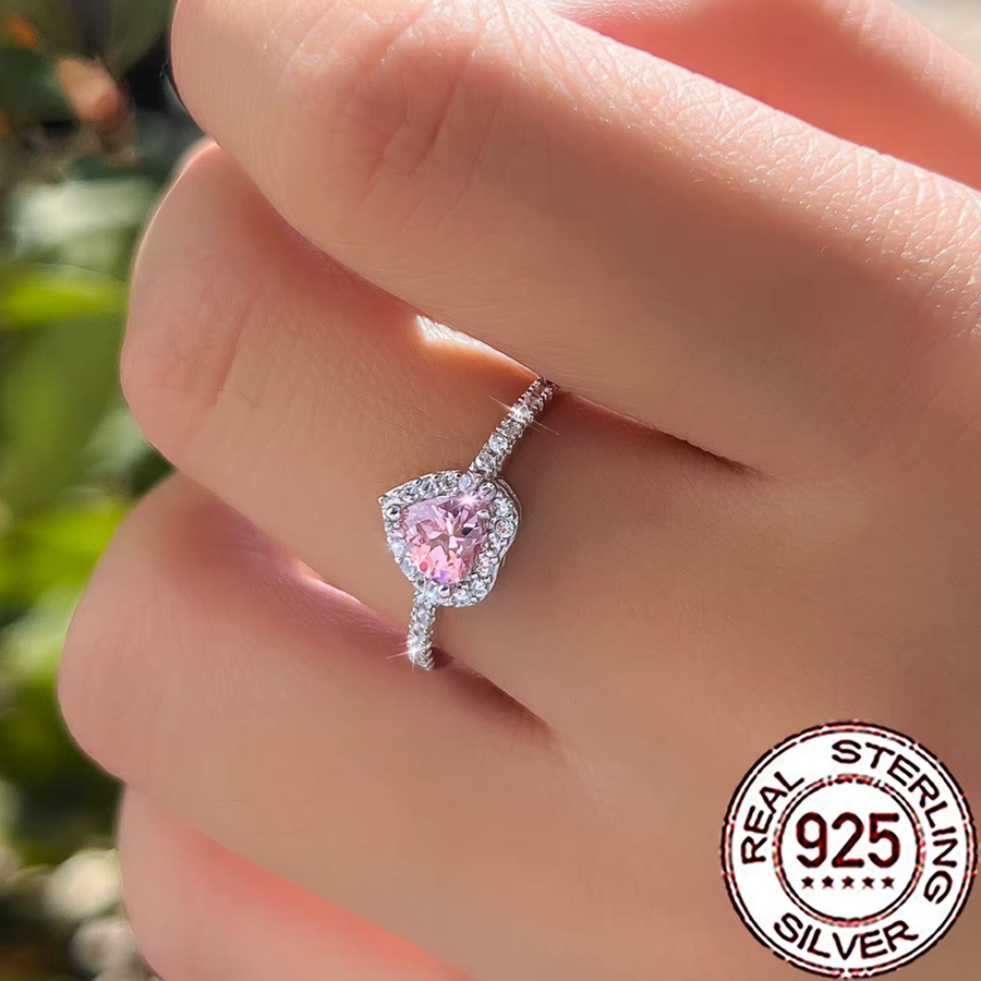 CWWZircons Ring, 925 Silber, rosa Zirkonia, Damen - Bild 2