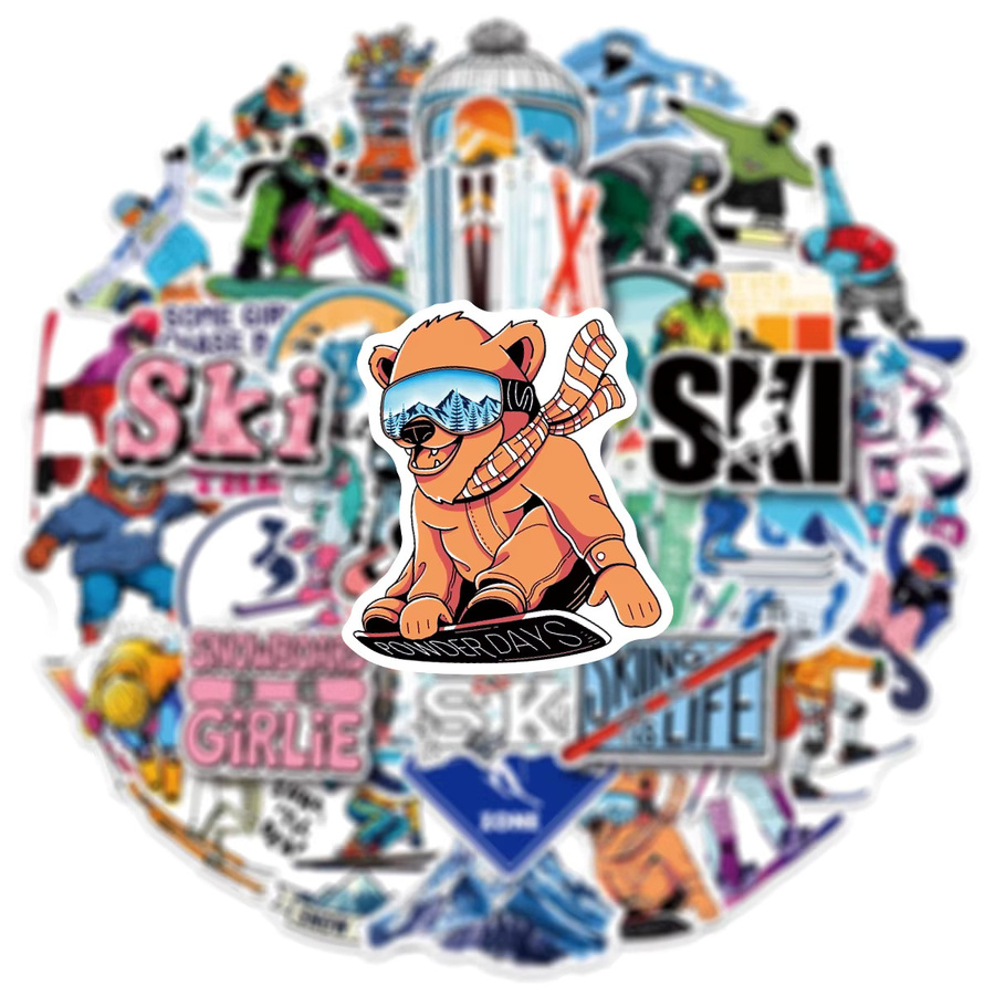 GOGOTU Ski-Aufkleber, 50 Stück, Winter Outdoor-Sport Graffiti Cartoon-Sticker - Bild 2