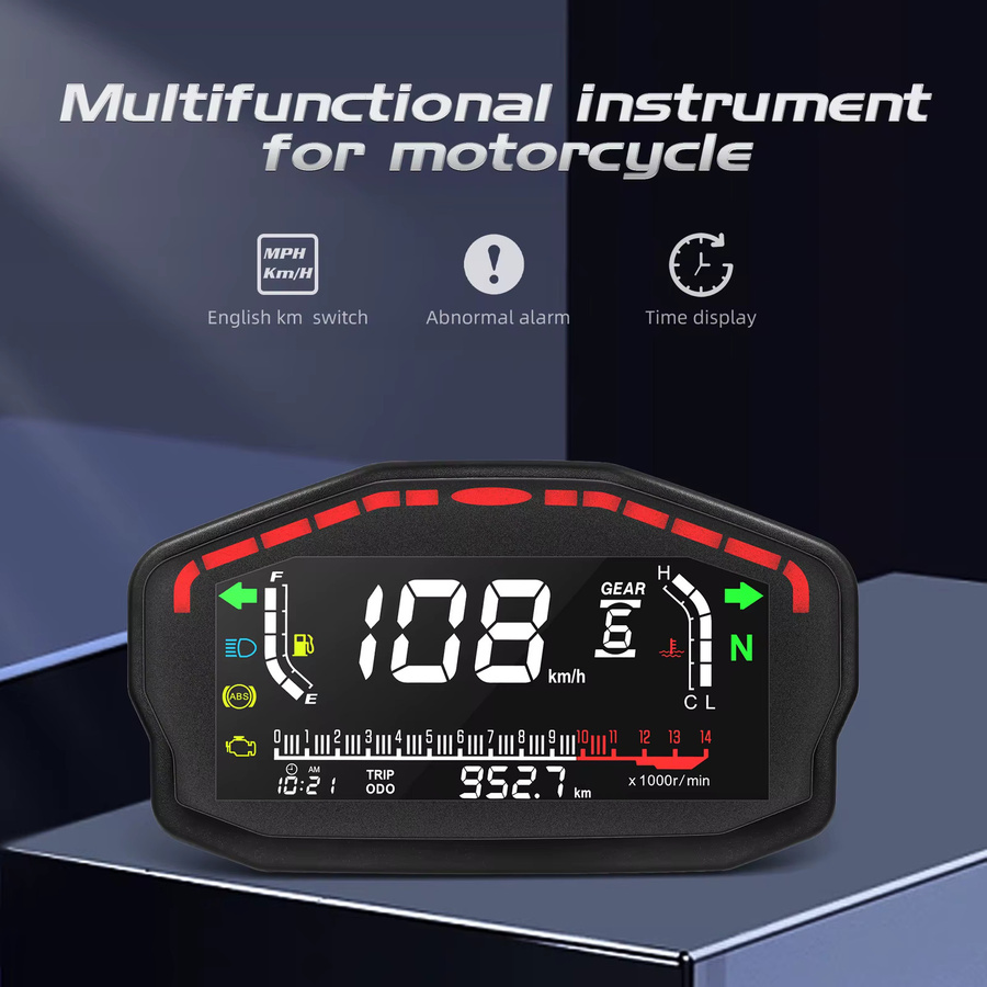 MAIMEIMI Universal LCD Tachometer Digitales Panel mit Kraftstoffsensor und Öl Gauge für Motorräder und Außenbordmotoren, Schwarz, für 1, 2 oder 4 Zylinder - Bild 3