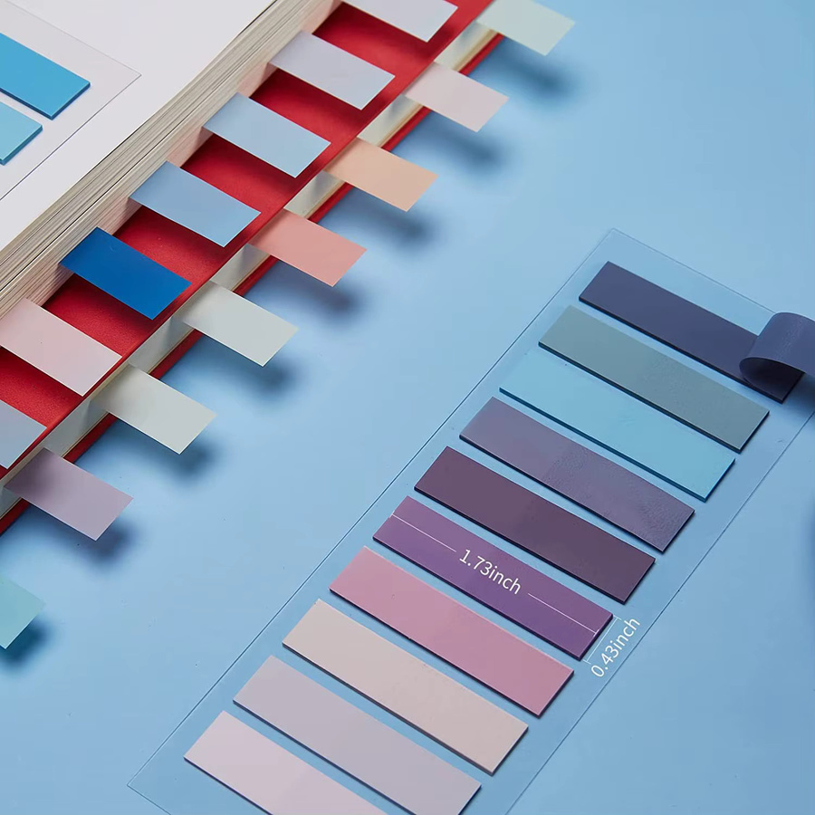 Bunte transparente Haftnotizen als selbstklebende Buchmarkierungsaufkleber und Anmerkungsregisterkarten aus Papier für Schule und Büro - Bild 1