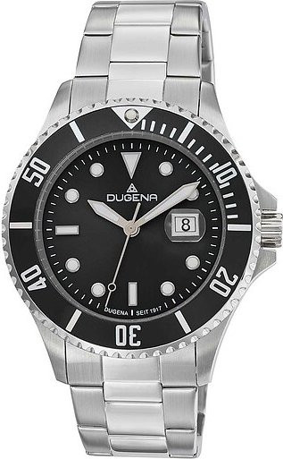 Dugena Herrenuhr, Quarz, Edelstahl, Schwarz, 44 mm, 30 ATM - Bild 1