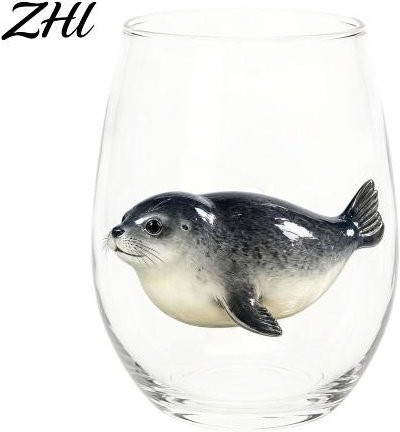 Stielloses Weinglas GETIFIT aus Borosilikatglas mit Meeresleben-Muster, Transparent, 420 ml - Bild 1