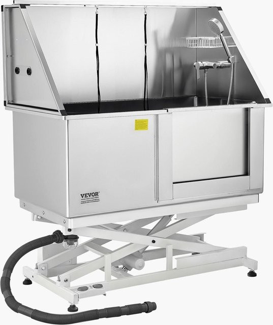 Buying Solutions MB Elektrische Hundepflege-Badewanne aus Edelstahl mit Wasserfilter, Silber, Breite: 127 cm - Bild 1