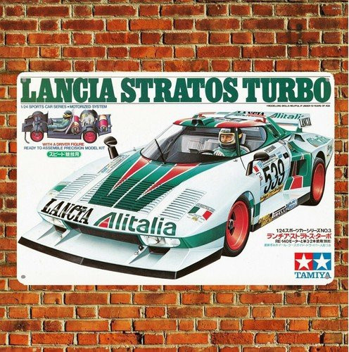 Metallposter Vintage Tamiya Lancia Stratos Turbo RC-Auto Blechschild Plakette, Mehrfarbig, B: 20,0 cm, H: 14,0 cm - Bild 1