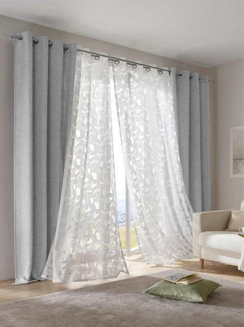 Heine Home Dekostore Paisley in Weiß, semi-transparent, 66% Viskose und 34% Polyester - Bild 1