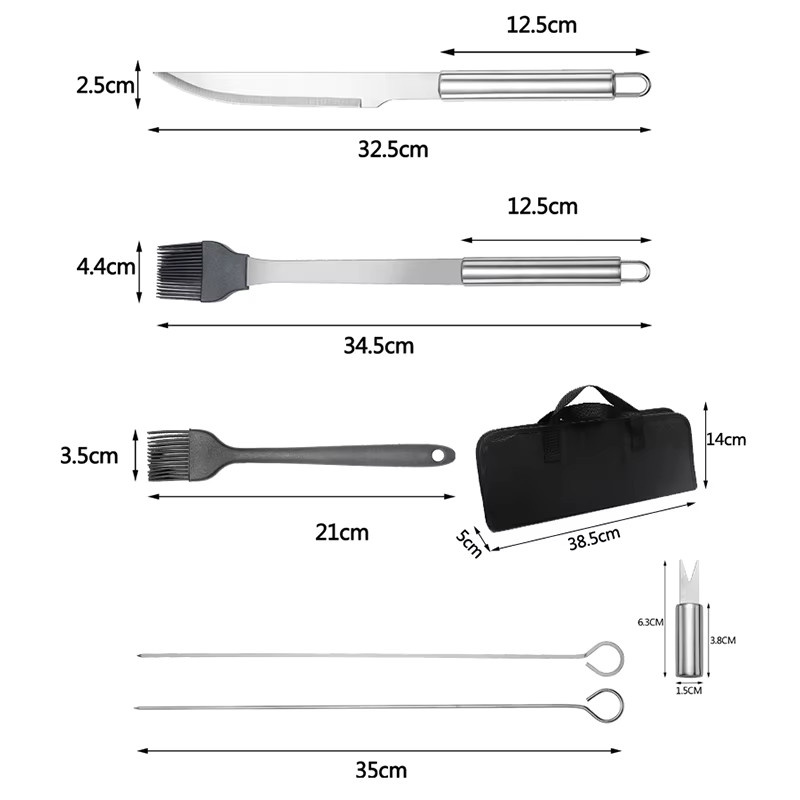 LMETJMA BBQ-Grillzubehör-Set aus Edelstahl in Silber mit Etui - Bild 2