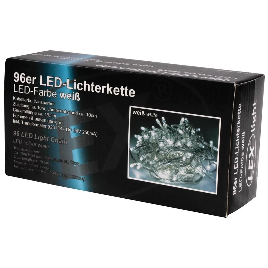 Lex LED Lichterkette mit 96 Lichtern in Weiß für Innen und Außen, IP44 wetterfest - Bild 2