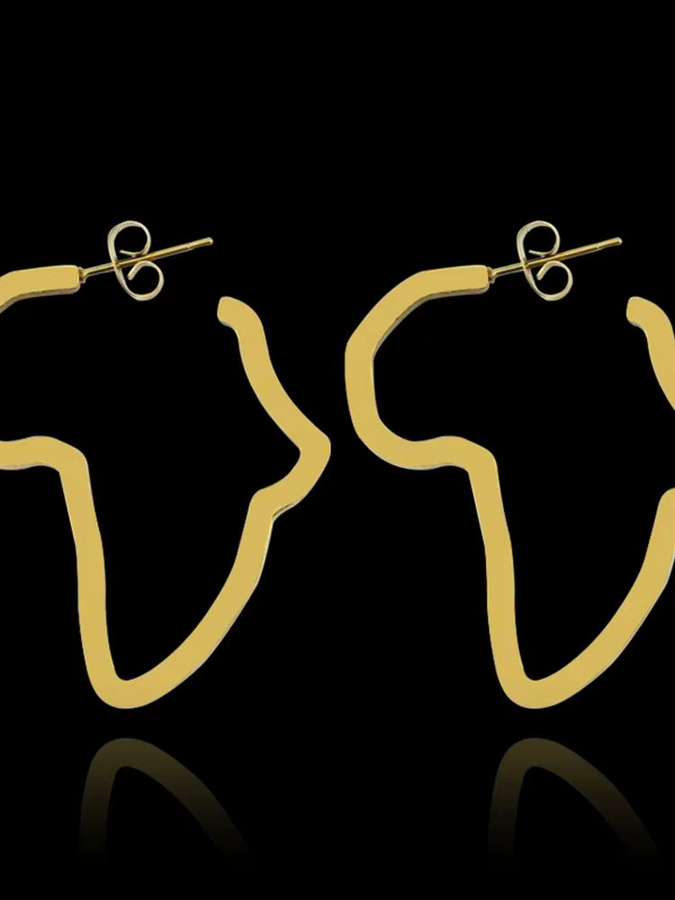 YUMEI Ohrstecker Afrika-Karte, Edelstahl, Gold, Unisex - Bild 3