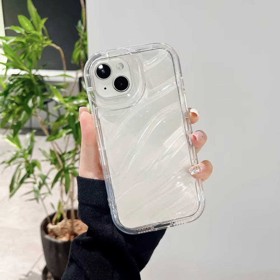 Stoßfeste Silikon Handyhülle mit Wellenstruktur von AKABEILA in Transparent für iPhone Modelle - Bild 2