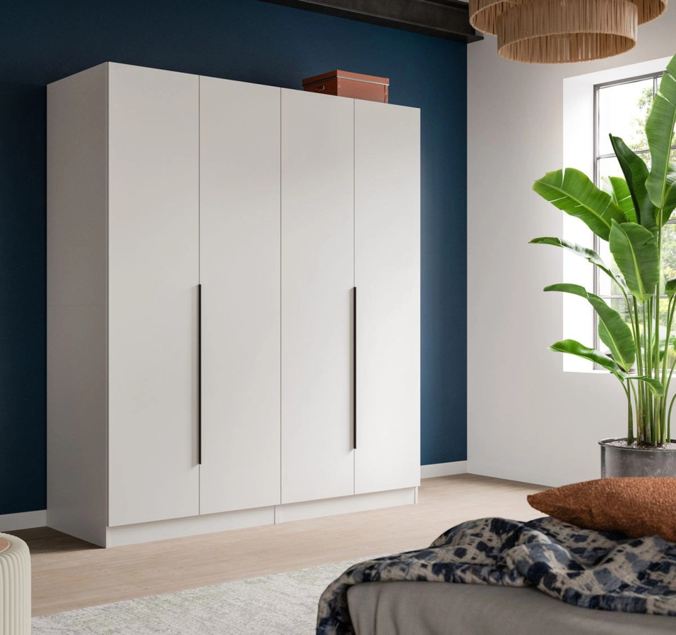 Kleiderschrank Swan 4-türig in Weiß, B/H: 160 x 181 cm - Bild 2