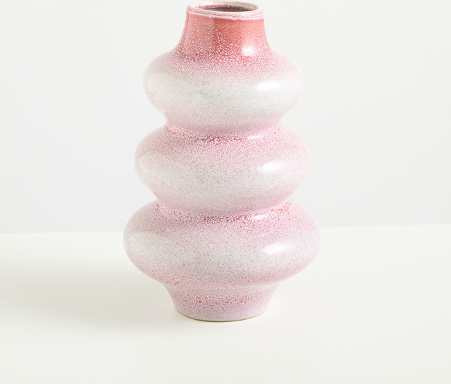 Keramikvase BLUME2000 in Pink, modern für Frühlingsdekoration, Höhe: 22,5 cm, Breite: 14,5 cm, Tiefe: 14,5 cm - Bild 1