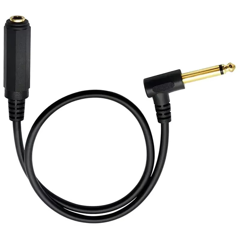 BSN Mono-Winkel-Audiokabel mit 6,3 mm auf 6,35 mm Stecker auf Buchse, Schwarz, Länge: 0,5 m - Bild 3