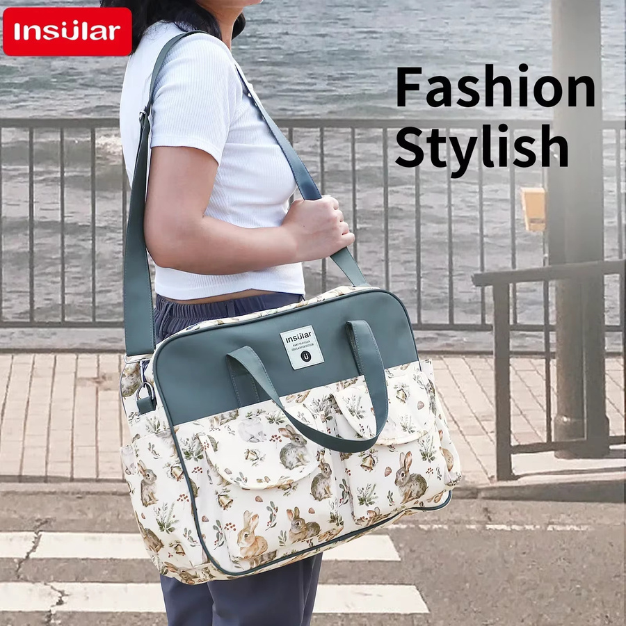 Multifunktionale Baby-Wickeltasche mit Tiermotiven, wasserdicht und leicht als Umhängetasche in Multicolour - Bild 2