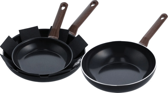 BK Simply Ceramic Keramik Bratpfannenset in Schwarz mit Pfannen 24 cm und 28 cm sowie Wok 28 cm - Bild 1