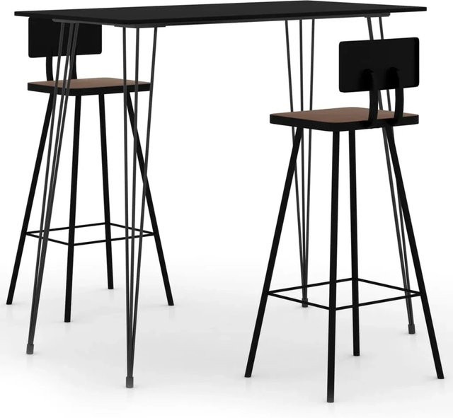vidaXL 3-tlg. Bar-Set Schwarz Modell 9 mit Tisch und Barhockern im Industrial-Design - Bild 1