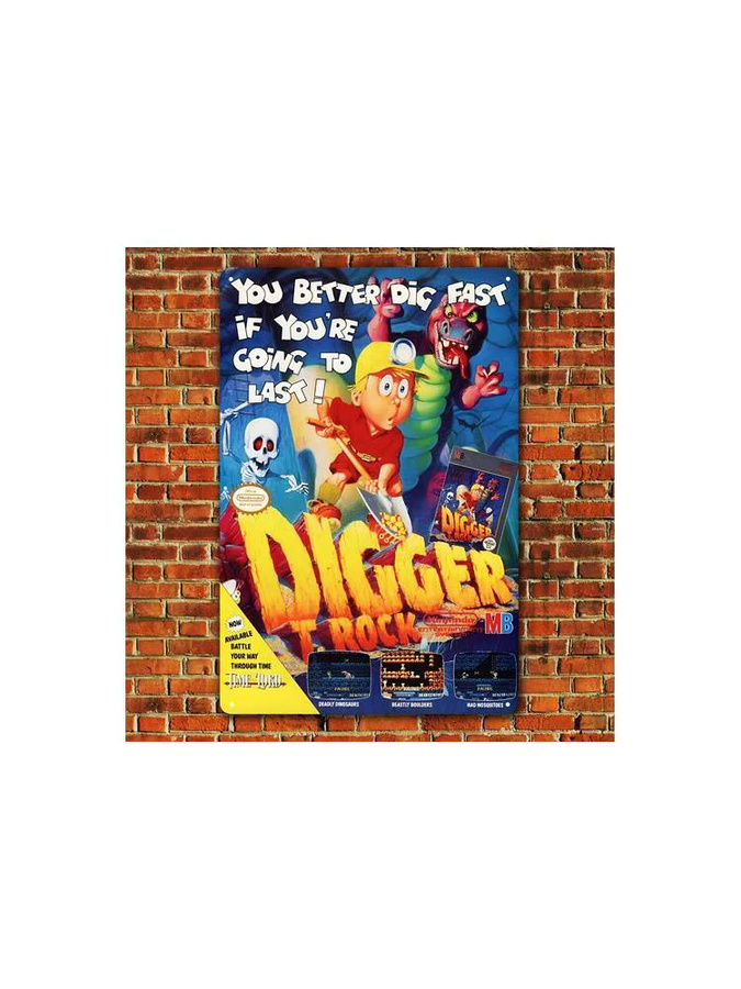 Digger T-Rock Retro-Videospiel-Metallposter, Mehrfarbig, B: 20,0 cm, H: 14,0 cm - Bild 2