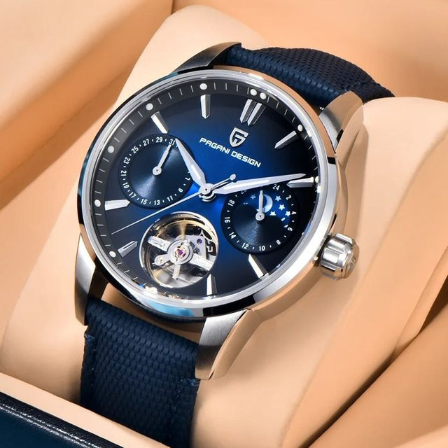 Pagani Design Armbanduhr, Mechanisch, Edelstahl, Saphirglas, Mondphase, Herren - Bild 1