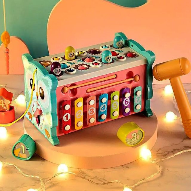 Topmix Montessori 8-in-1 Angelspiel, Pädagogisches Sensorisches Hämmer-Spielzeug, Holz, ab 0 Jahre - Bild 1
