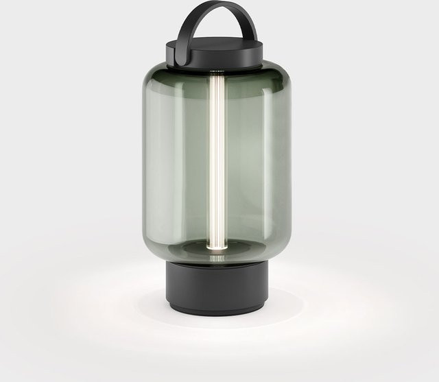 IP44 Jade LED-Tischleuchte mit Akku aus Aluminium und Glas in Schwarz und Transparent, dimmbar, Warmweiß 2700K - Bild 1