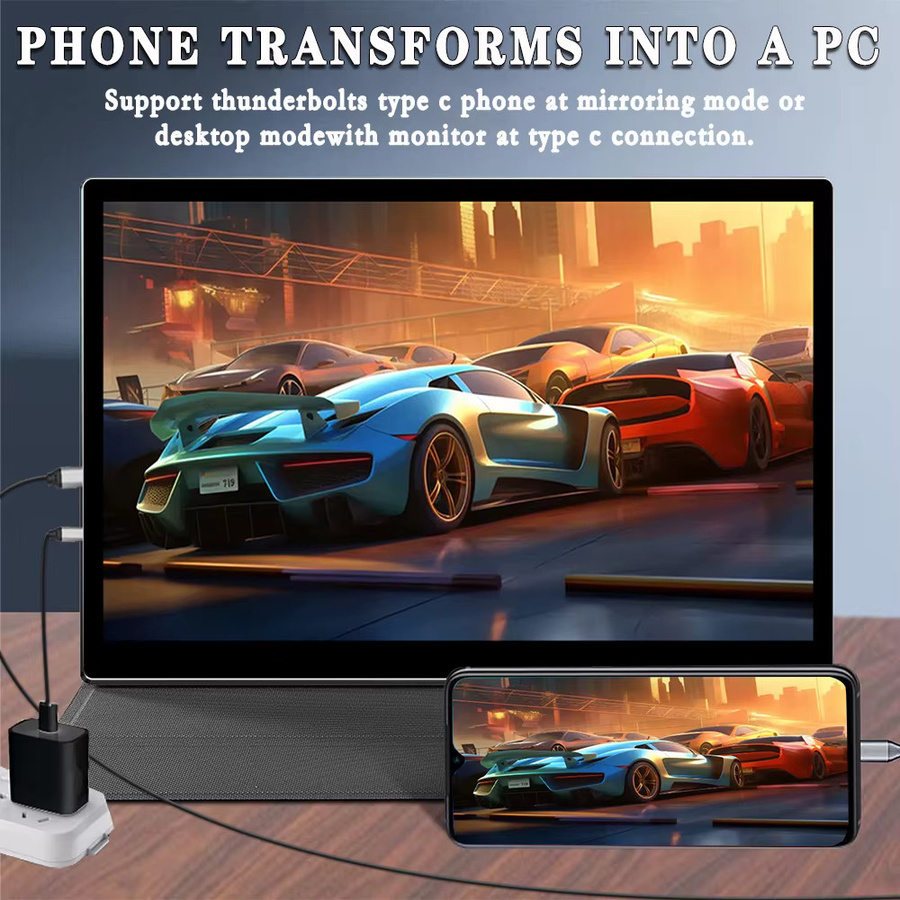 AISHICHEN OLED Tragbarer Monitor 10,5 Zoll 2K QHD Touchscreen in Schwarz mit USB-C und HDMI für Laptop, Mac, Handy sowie PS4/5 und Nintendo Switch - Bild 6