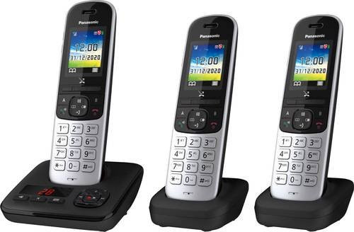 Panasonic KX-TGH723GS DECT Schnurloses Telefon mit Anrufbeantworter und Babyphone in Schwarz und Grau - Bild 1