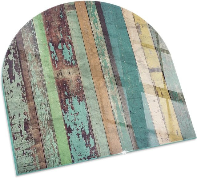Tulup Glasplatte für Kaminöfen in Türkis, Halbkreis, B: 100 cm x T: 100 cm - Bild 1