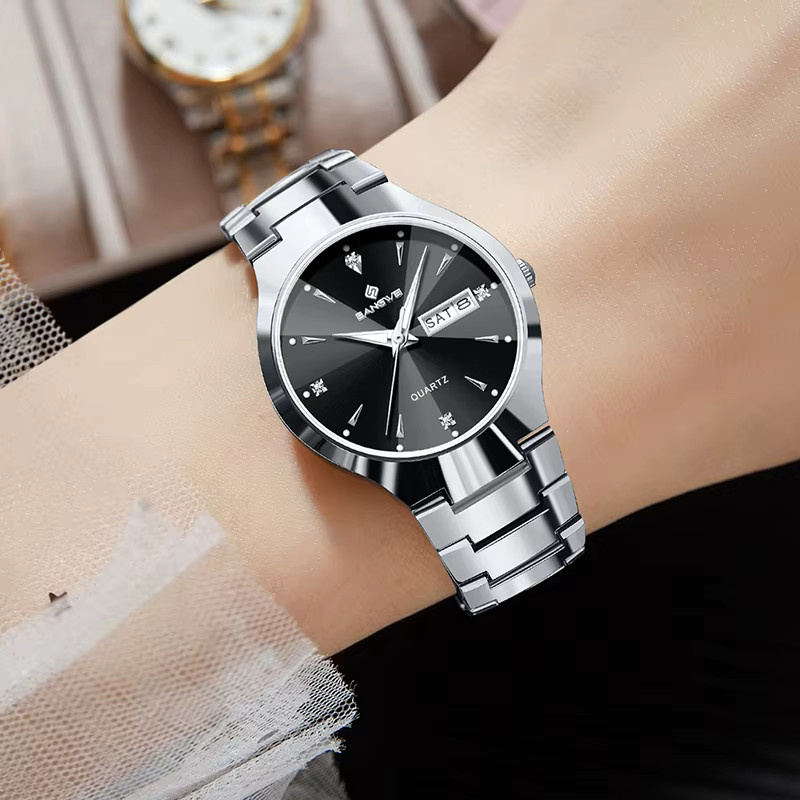 BANGWEI Armbanduhr Quarz, Chronograph, Edelstahl, Schwarz, Silber, Damen - Bild 5