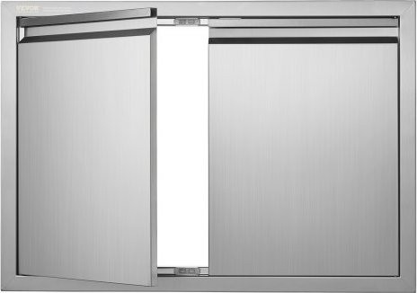 VEVOR Grill-Zugangstür aus Edelstahl in Silber, Doppelte Außenküchentür für Grillstation und Außenschrank, Flächenbündige Montage mit versenkbaren Griffen, B/H: 76,2 x 53,2 cm - Bild 1